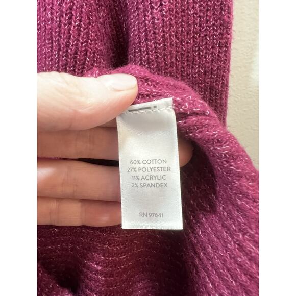 J. Jill Pure Jill Womens V-Neck Sweater Sz L Purple Vibrant Minimalism Soft Cozy - Picture 4 of 8